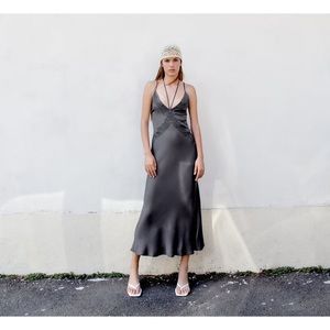 Zara Embroidered Midi Slip Dress